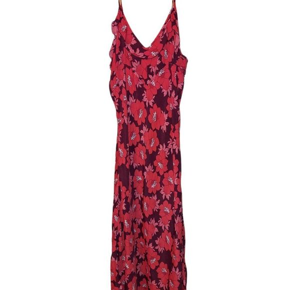 Rolla's Shelley Datura Slip Dress Raspberry Long Floral Women's Size 14/XL - Picture 1 of 5